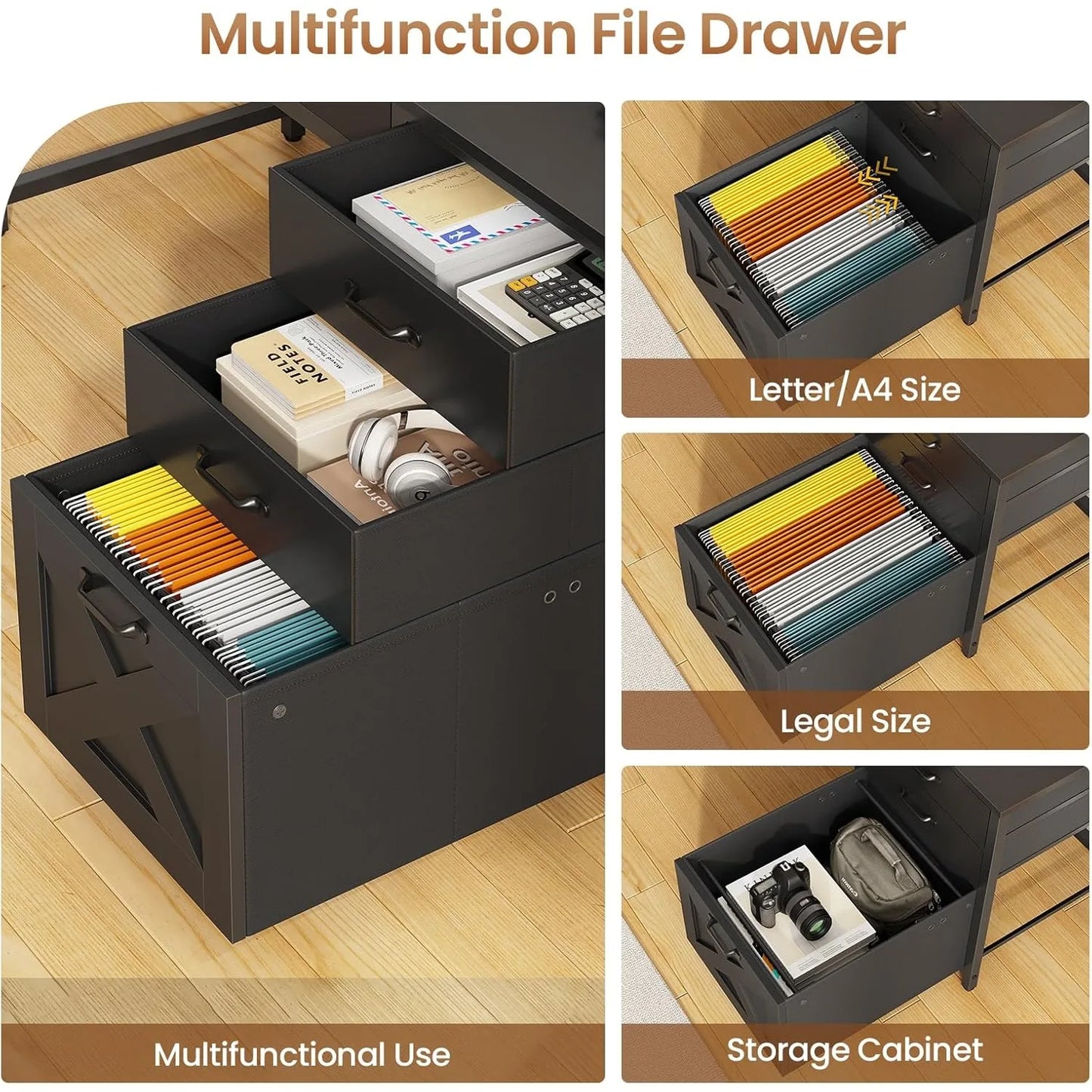 Office Desk with 5 Fabric Drawers