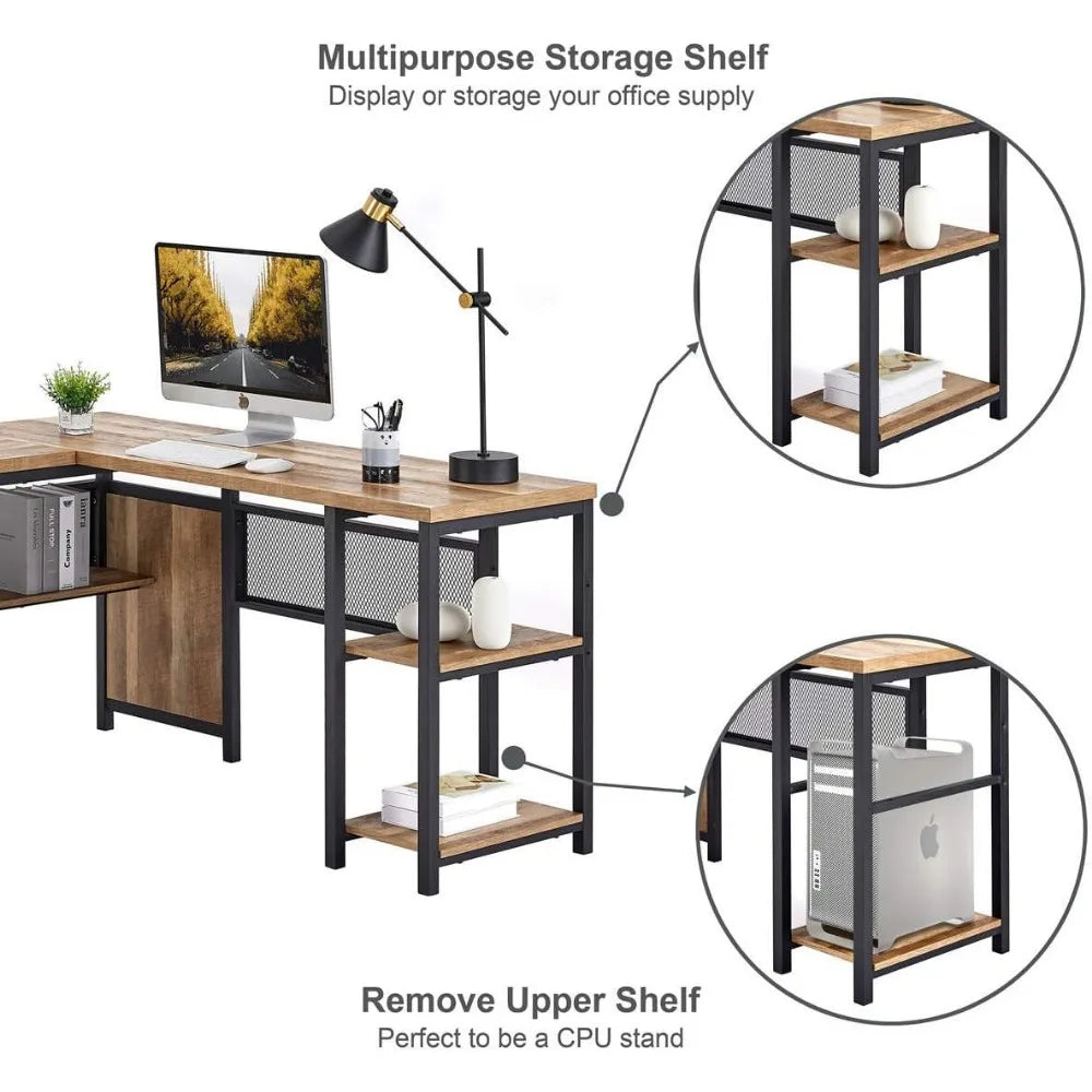 Industrial Office Desk with Storage