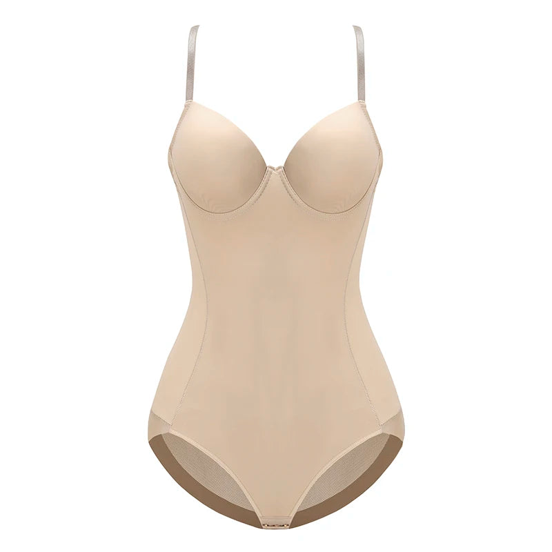 Underwire White Bodysuit Women Shapers Stretch Solid Color Silky Underwear Shapewear