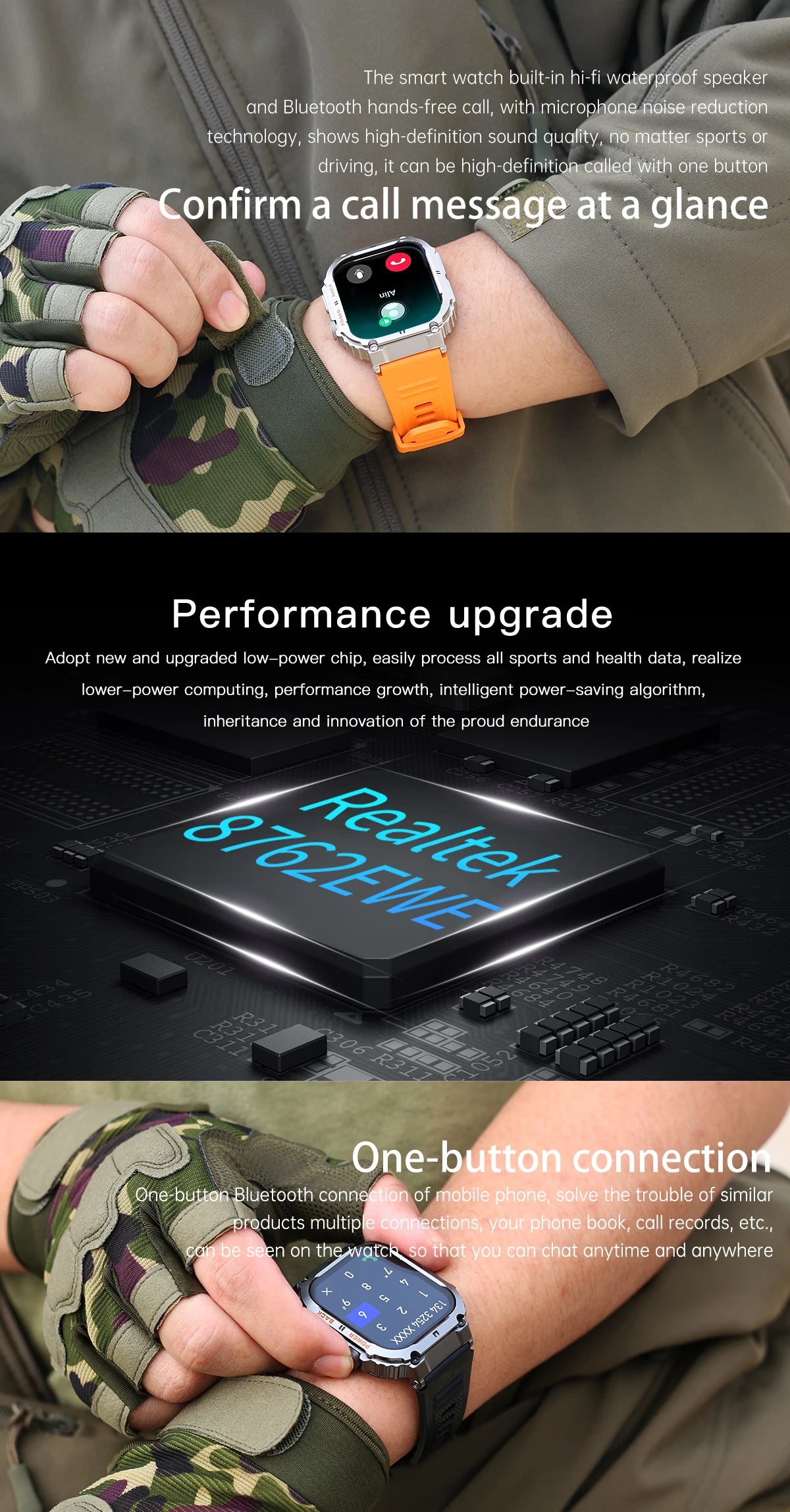 LIGE 1.96”Bluetooth Call Smart Watch Men 400mAh Waterproof Sport Fitness Tracker health monitor Smartwatch for Android IOS Phone