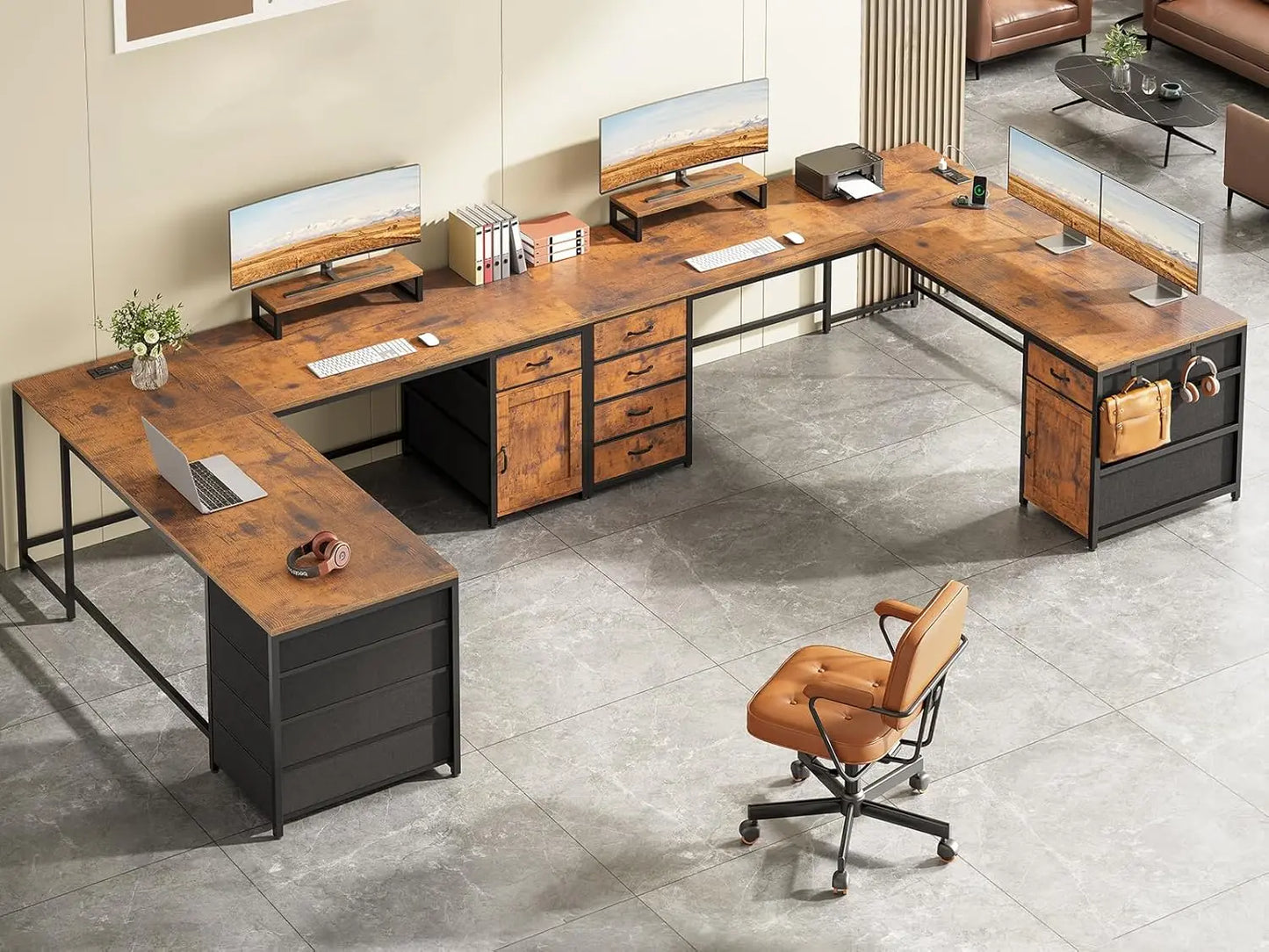 63 Inch L Shaped Office Desk
