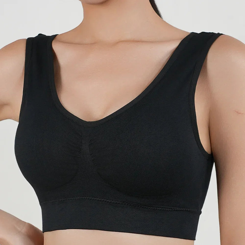 Women Breathable Sports Bra Absorb Sweat Shockproof Padded Gym Running Fitness Double Layer Seamless Yoga Sports Bras Underwear