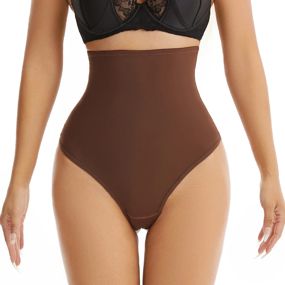 Women Thong Shapewear High Waist Body Shaper Tummy Control Stretch Black Sexy Slimming Underwear Smooth Body Nude T-Back Brief