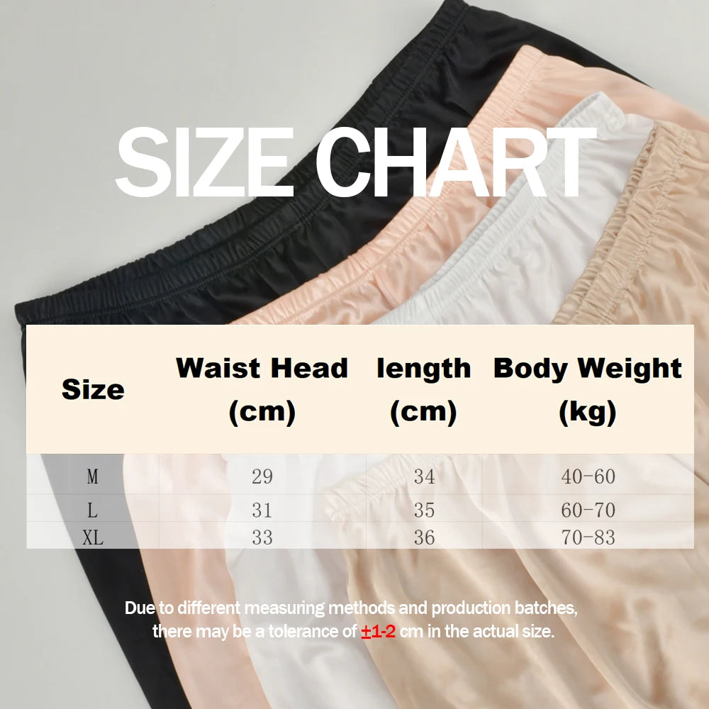 1PC Womens Silk Sleep Shorts Silky Smooth Pajama Breathable Safety Pants Summer Female Nightwear Comfortable Lace Home Underwear