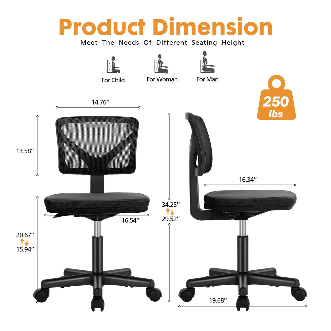 JHK Armless Mesh Office Chair