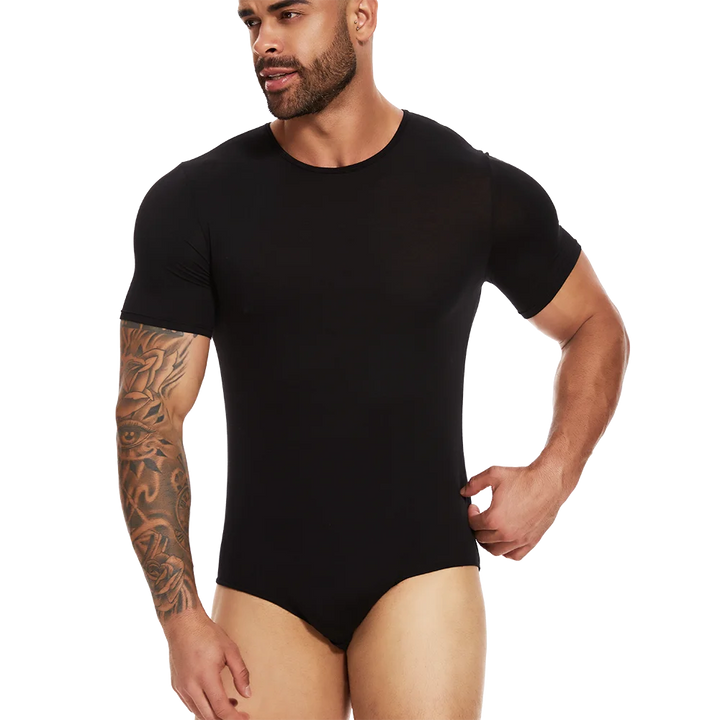 Mens Short Sleeve Full Body Shaper Bodysuit Tummy Control Romper Pajamas Waist Trainer Slimming Shapewear Underwear Undershirts