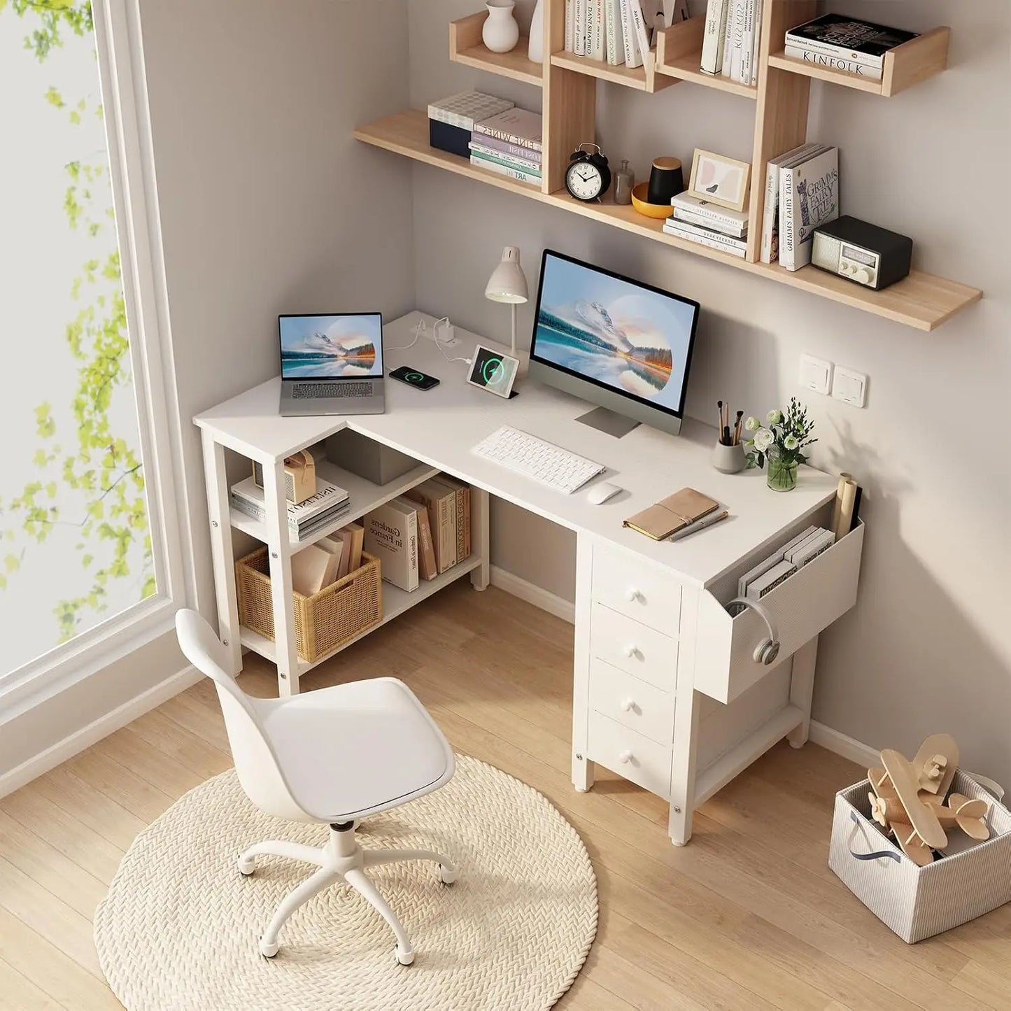 White L Shaped Office Desk