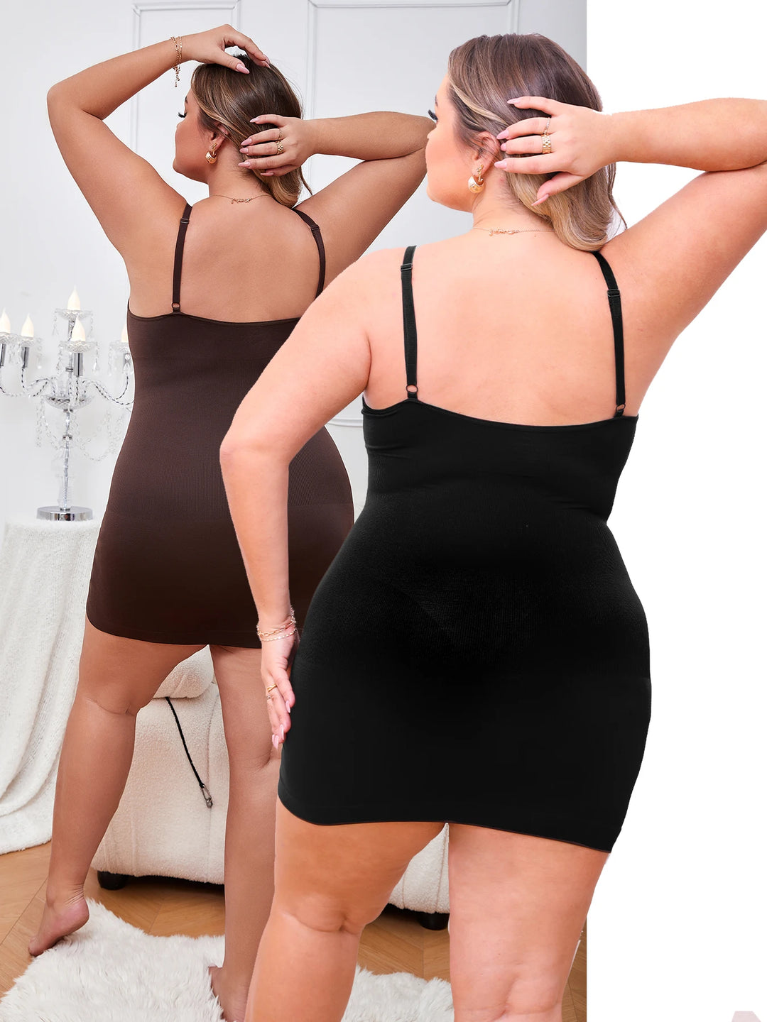 Women Shapewear Underwear Slip Dress V Neck Full Slip Plus Size Body Shaper Tummy Control Shapewear