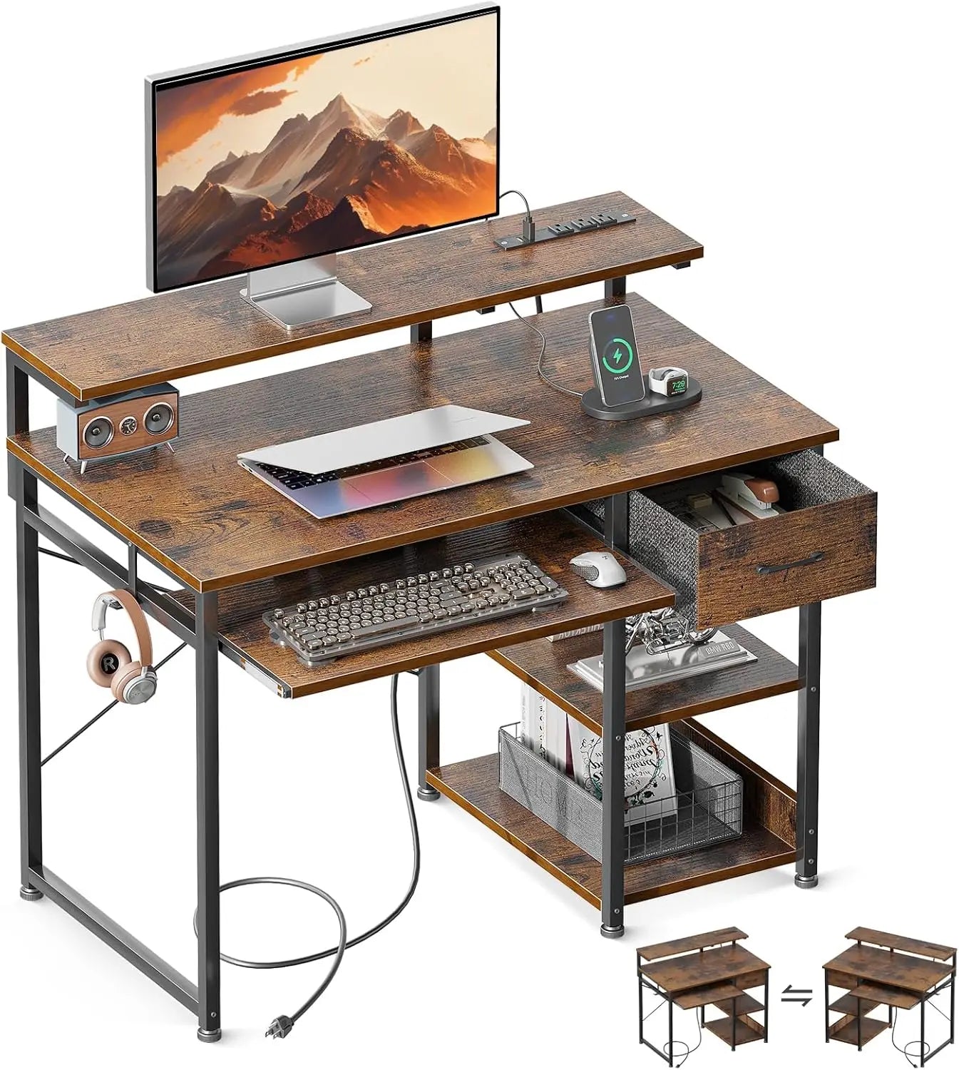 Office Computer Desk with Keyboard Tray