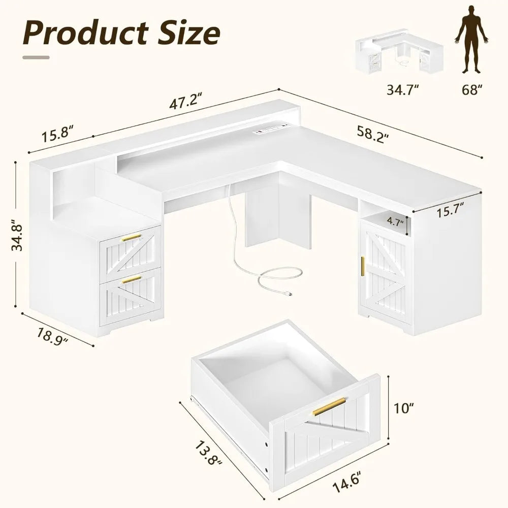 Farmhouse L-Shaped Office Desk