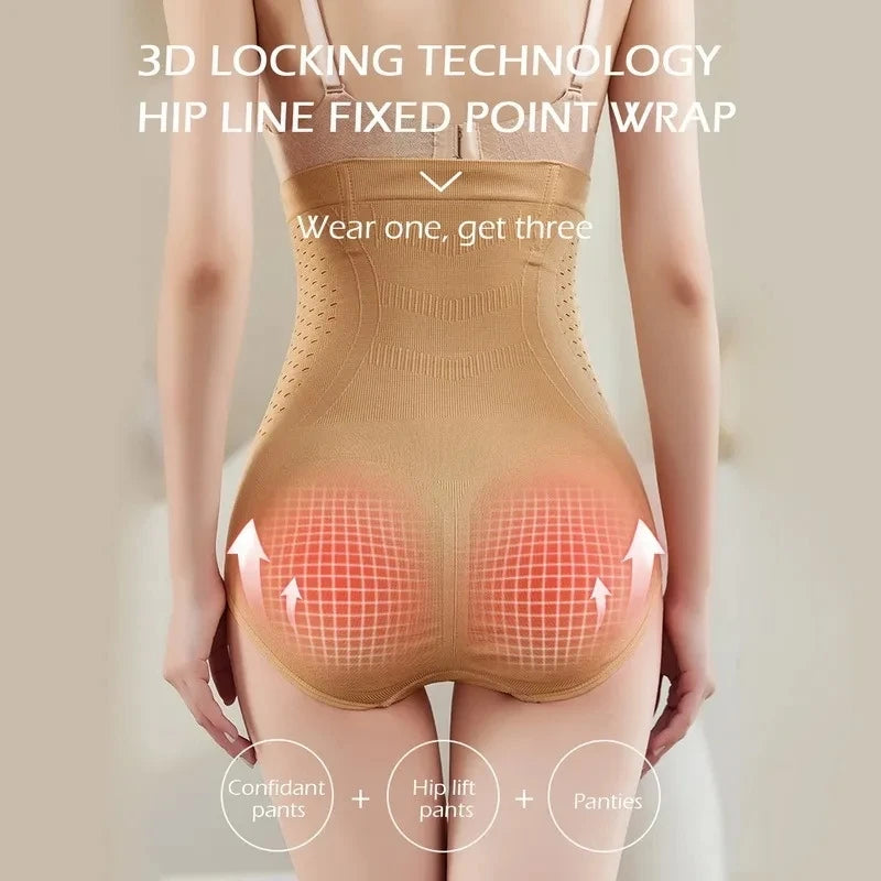 High Waist Flat Belly Slimming Panties Seamless Women's Panties Sexy Hollow Breathable Underwear Cotton Briefs Body Shaper Panty