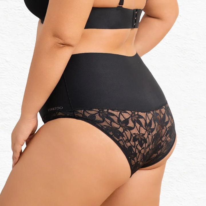 2PCS/Set Women High Waist Shapewear Panties Seamless Slimming Briefs Female Butt Lifter Tummy Underwear Hollow Breathable Panty