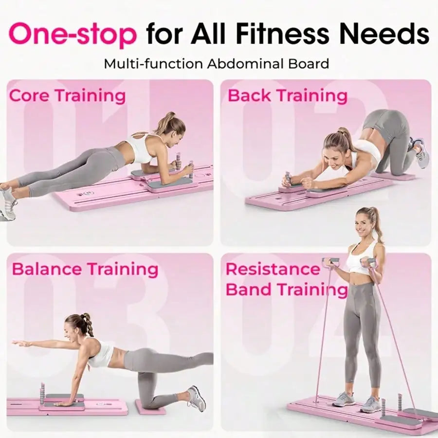 Multifunctional Fitness Board with Automatic Rebound, Foldable Exercise Machine - Full Body Exercise Equipment, Home Pilates