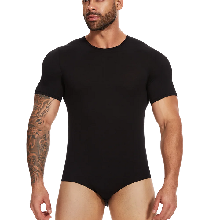Mens Short Sleeve Full Body Shaper Bodysuit Tummy Control Romper Pajamas Waist Trainer Slimming Shapewear Underwear Undershirts