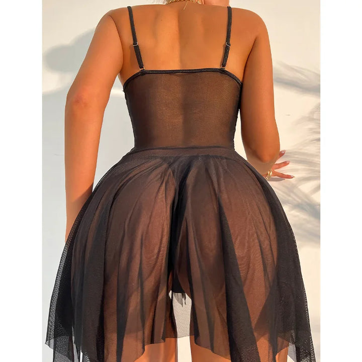 Summer Sling Women Pajamas Dress Temptation Sexy Lingerie Lace Tight Corset Babydolls Transparent Erotic Sleepwear Underwear Set