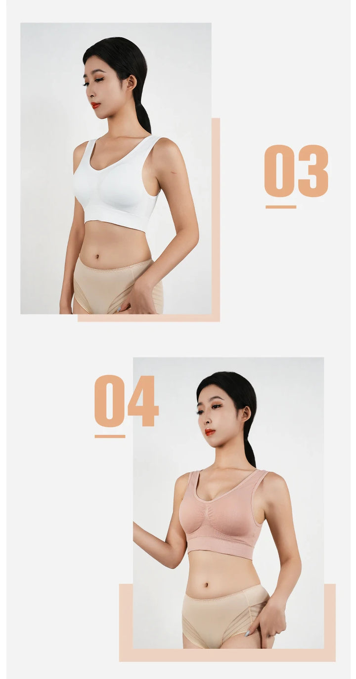 Women Breathable Sports Bra Absorb Sweat Shockproof Padded Gym Running Fitness Double Layer Seamless Yoga Sports Bras Underwear