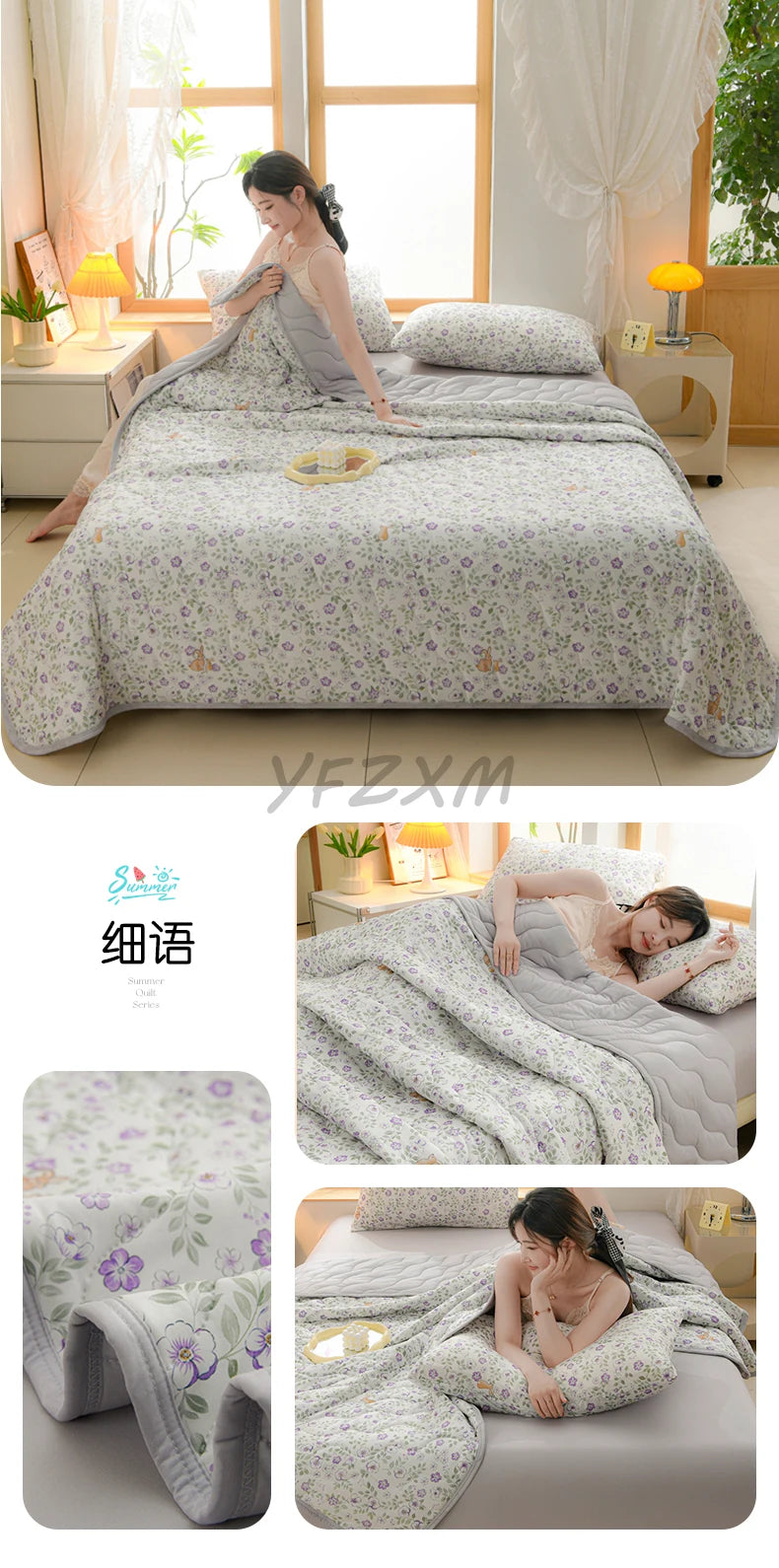 New Florals Spring Summer Blanket for Single Double Soft Skin-friendly Quilt Breathable Comfortable Air Conditioning Comforter