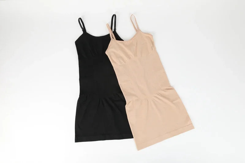 Women Shapewear Full Slip Tummy Control Crew Neck Cami Mini Under Dress Smooth Body Shaper New Spaghetti Straps Lingerie