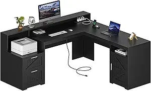 Farmhouse L-Shaped Office Desk