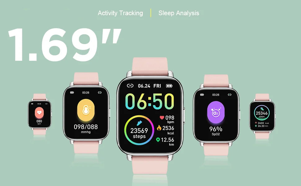 Jxrev Smart Watch, Fitness Tracker Watch for Men Women, 1.69'' Touch Smartwatch Fitness Watch with Ultra Thin Watch.