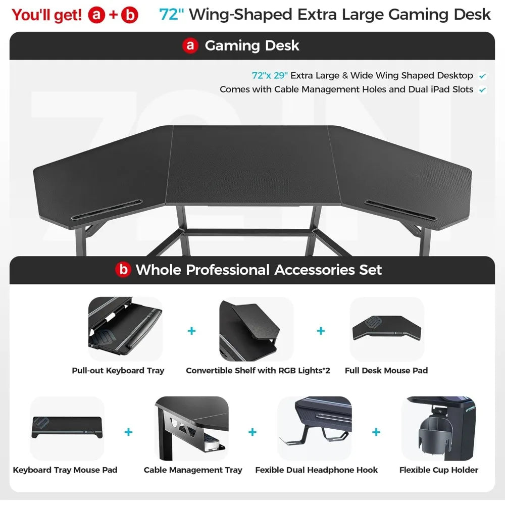 Aero Gaming Desk with LED Lights