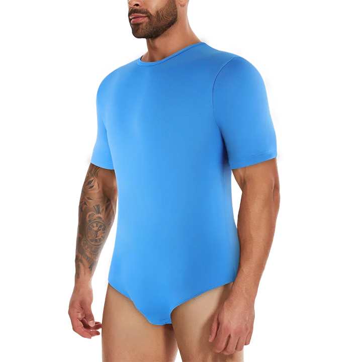 Mens Short Sleeve Full Body Shaper Bodysuit Tummy Control Romper Pajamas Waist Trainer Slimming Shapewear Underwear Undershirts