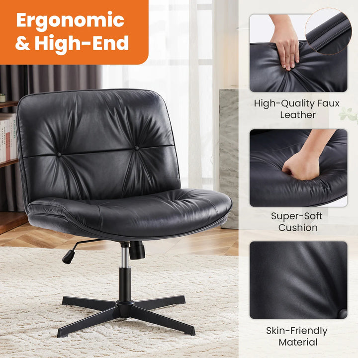 JHK Armless PU Leather Office Chair