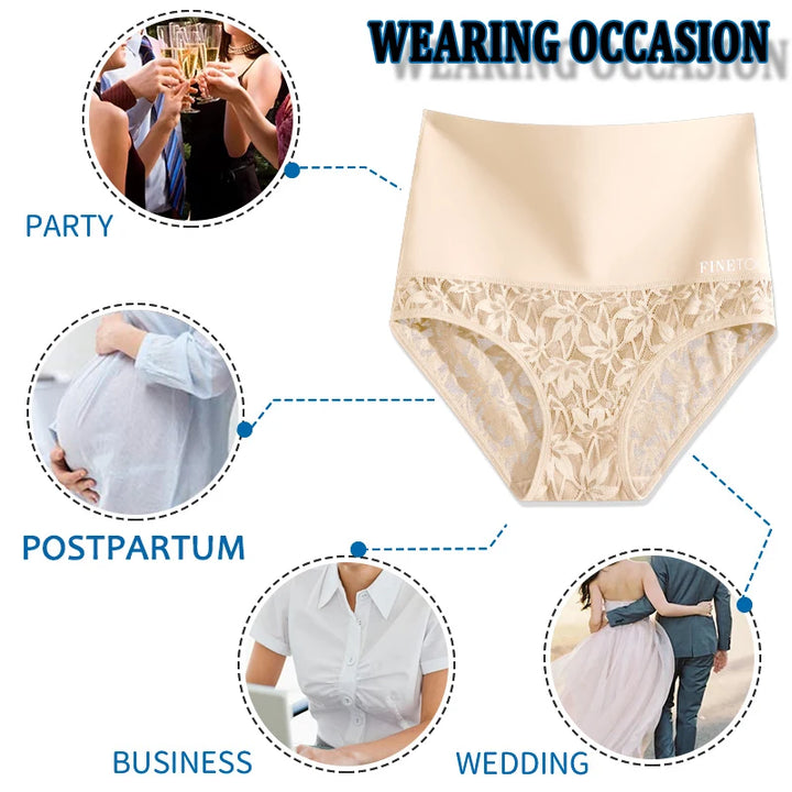 2PCS/Set Women High Waist Shapewear Panties Seamless Slimming Briefs Female Butt Lifter Tummy Underwear Hollow Breathable Panty