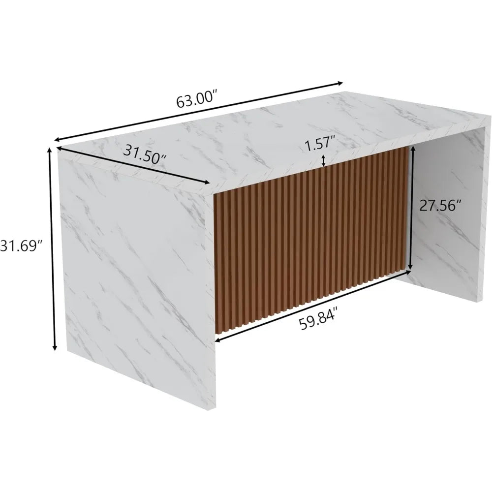 63 Inch Large Marble Dining Table