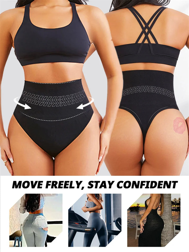 Flarixa Seamless Shaping Thong Women High Waist Shapewear Panties Tummy Control Faja Belly Fat Slimming Body Shaper Briefs
