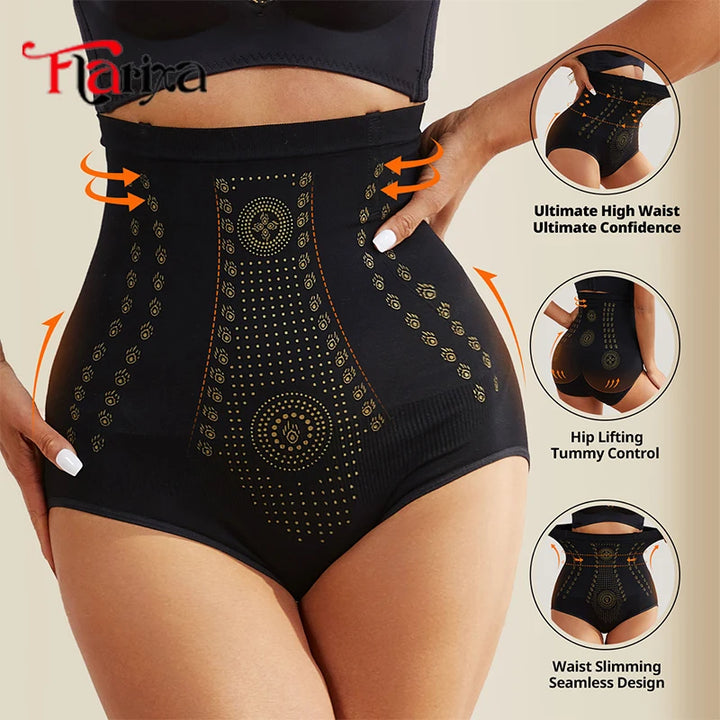 Flarixa High Waist Shaper Panties Women Tummy Control Briefs Seamless Belly Slimmer Shapewear Hip Lifting Pants Postpartum Panty