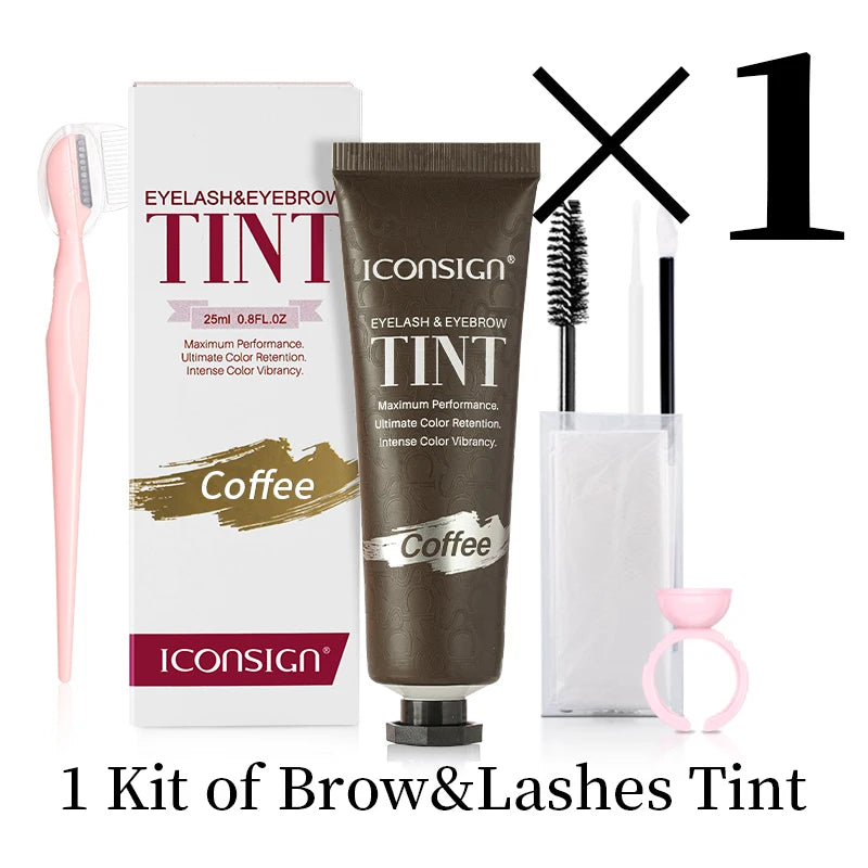 ICONSIGN Lashes Eyebrow Tint Kit Professional Fast Perming Dye Brow Mascara Tattoo Cream Waterproof Long Lasting 60 to 90 Days