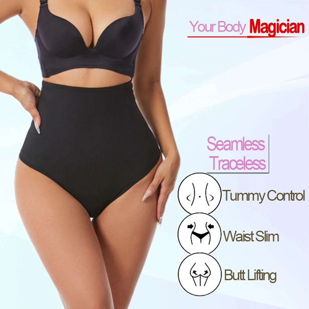Women Thong Shapewear High Waist Body Shaper Tummy Control Stretch Black Sexy Slimming Underwear Smooth Body Nude T-Back Brief