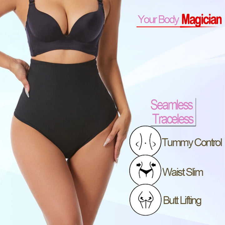 Women Thong Shapewear High Waist Body Shaper Tummy Control Stretch Black Sexy Slimming Underwear Smooth Body Nude T-Back Brief