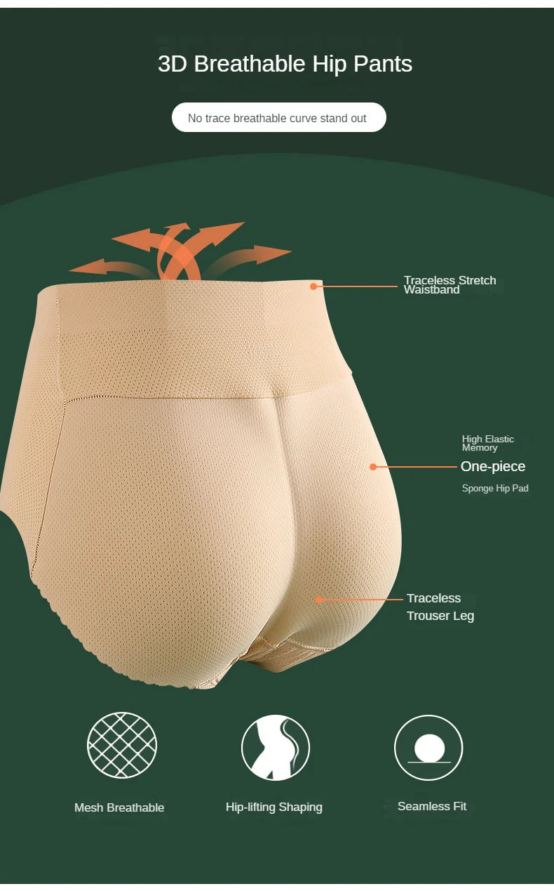 Women Butt Pad Enhancer Panties Hip Padded Underwear Tummy Control Butt Lifter Shapewear Panty Seamless Fake Buttock Slim Briefs