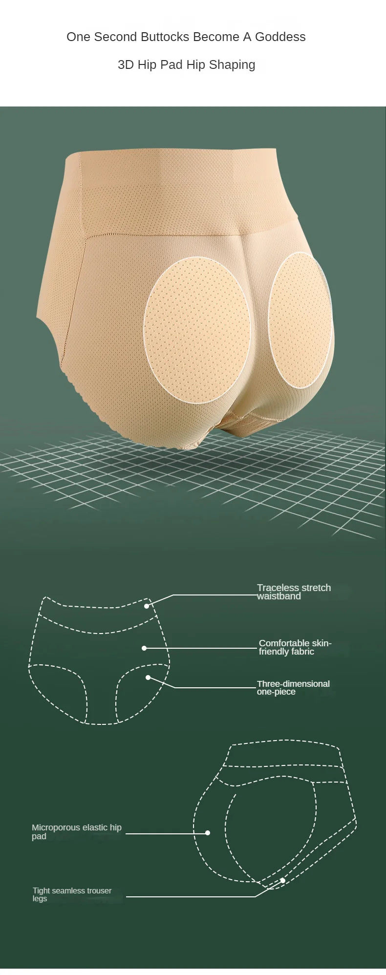 Women Butt Pad Enhancer Panties Hip Padded Underwear Tummy Control Butt Lifter Shapewear Panty Seamless Fake Buttock Slim Briefs