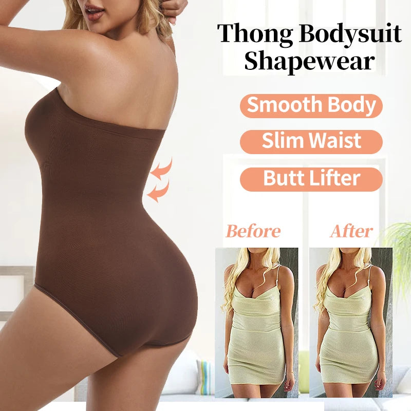 Women's Strapless Jumpsuit Shapewear New Sexy Briefs Bodysuit Butt Lifter Compression Waist Trainer Push Up Backless Shaper