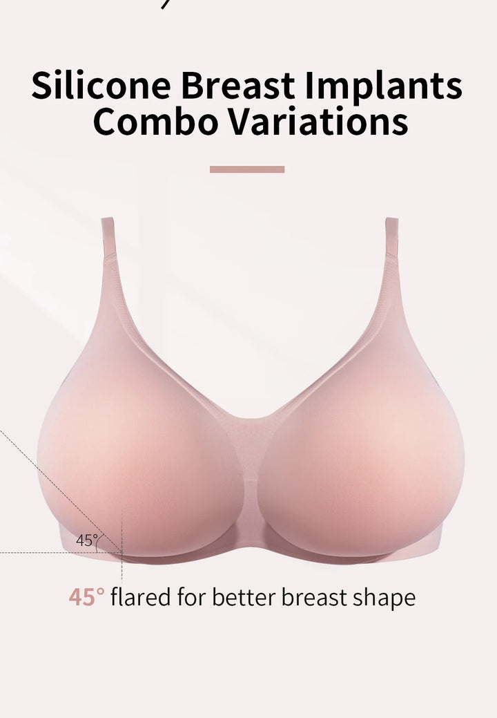Large 2 In 1 Silicone Breast Pocket Bra Underwear Small Chest Becoming a Big Chest Pad Simulation Cartoon Chest Seamless
