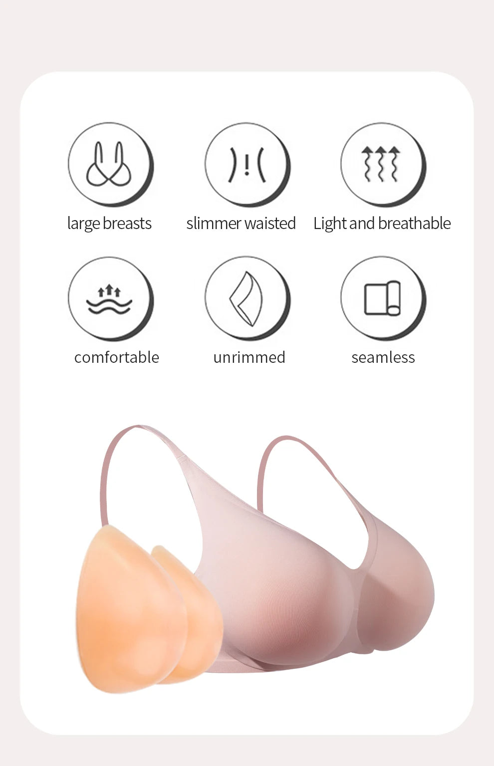 Large 2 In 1 Silicone Breast Pocket Bra Underwear Small Chest Becoming a Big Chest Pad Simulation Cartoon Chest Seamless