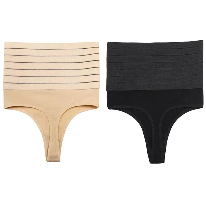 2pcs Women High Waist Shaping Brief Lady Thong Body Shaper Slimming Underwear Butt Lifter Control Pantie Sexy Shapewear Panty