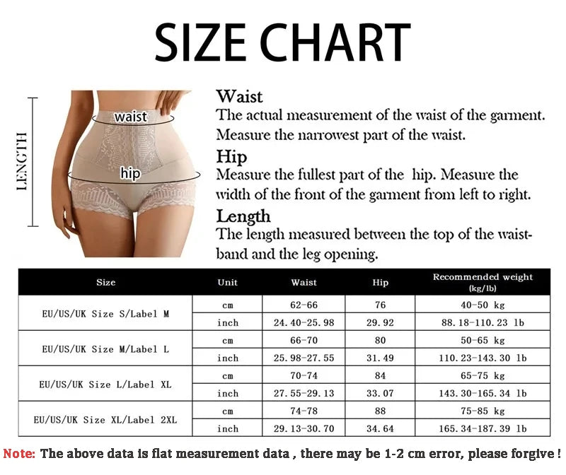 Women High Waist Control Panties Seamless Shapewear Briefs With Lace Slimming Shorts Flat Belly Shaping Postpartum Underwear