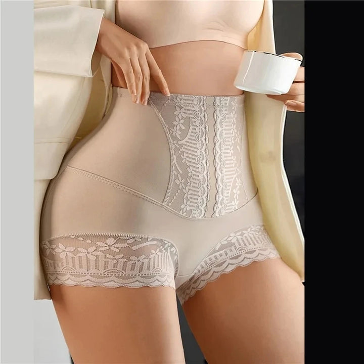 Women High Waist Control Panties Seamless Shapewear Briefs With Lace Slimming Shorts Flat Belly Shaping Postpartum Underwear