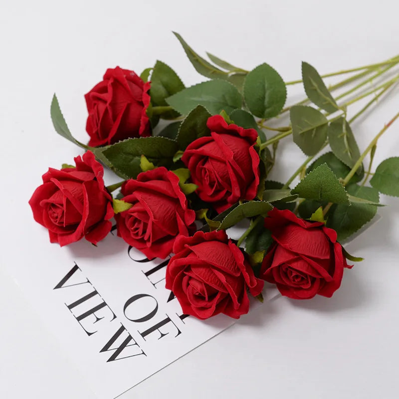 Artificial Red Rose Flower Branches