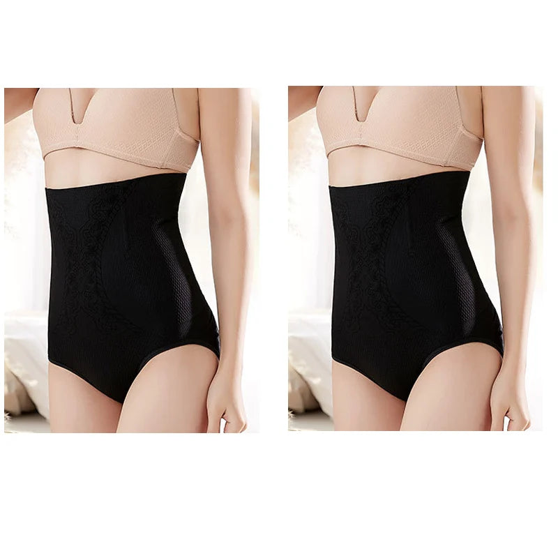 2pcs Women No Trace High Waist Shaping Brief Breathable Body Shaper Slimming Underwear Butt Lifter Control Pantie Shapewear Pant