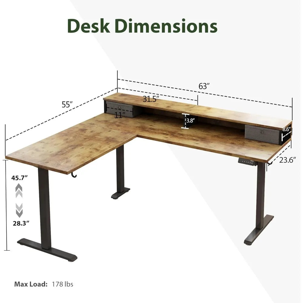 L Shaped Electric Standing Desk