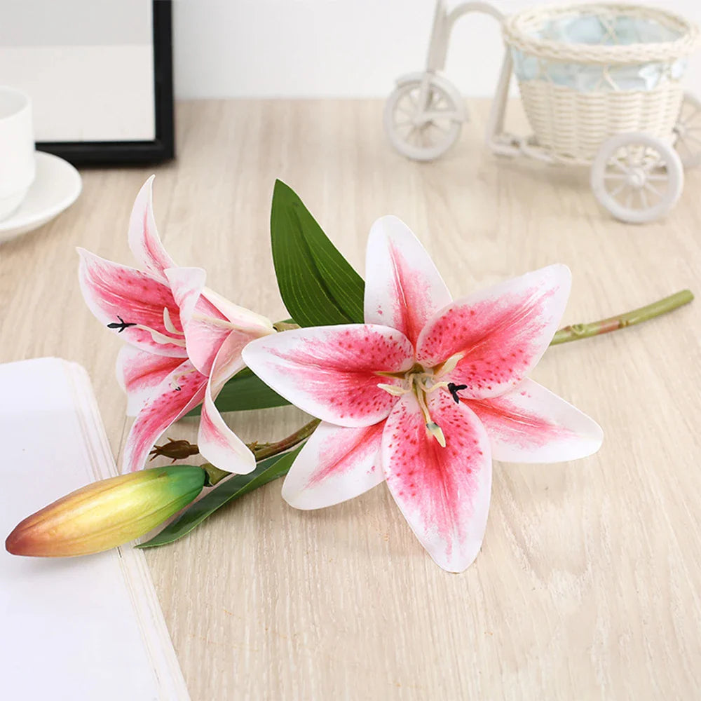 Realistic 3D Printed Lily Branch Flowers