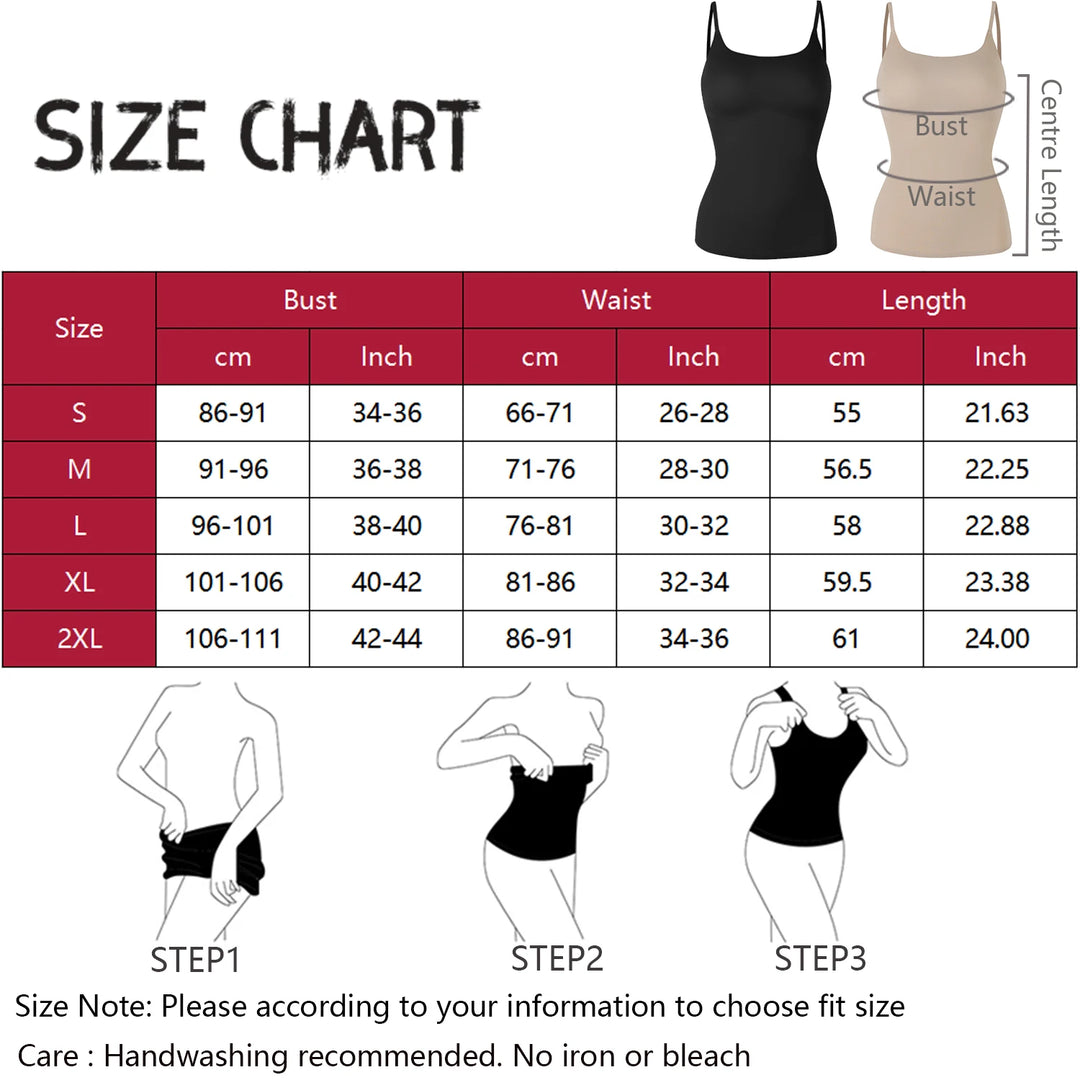 New Tank Tops Camis Women Crew Neck Shapewear Waist Tummy Control Body Camisole Summer Black Nude Smooth Slimming Vest New