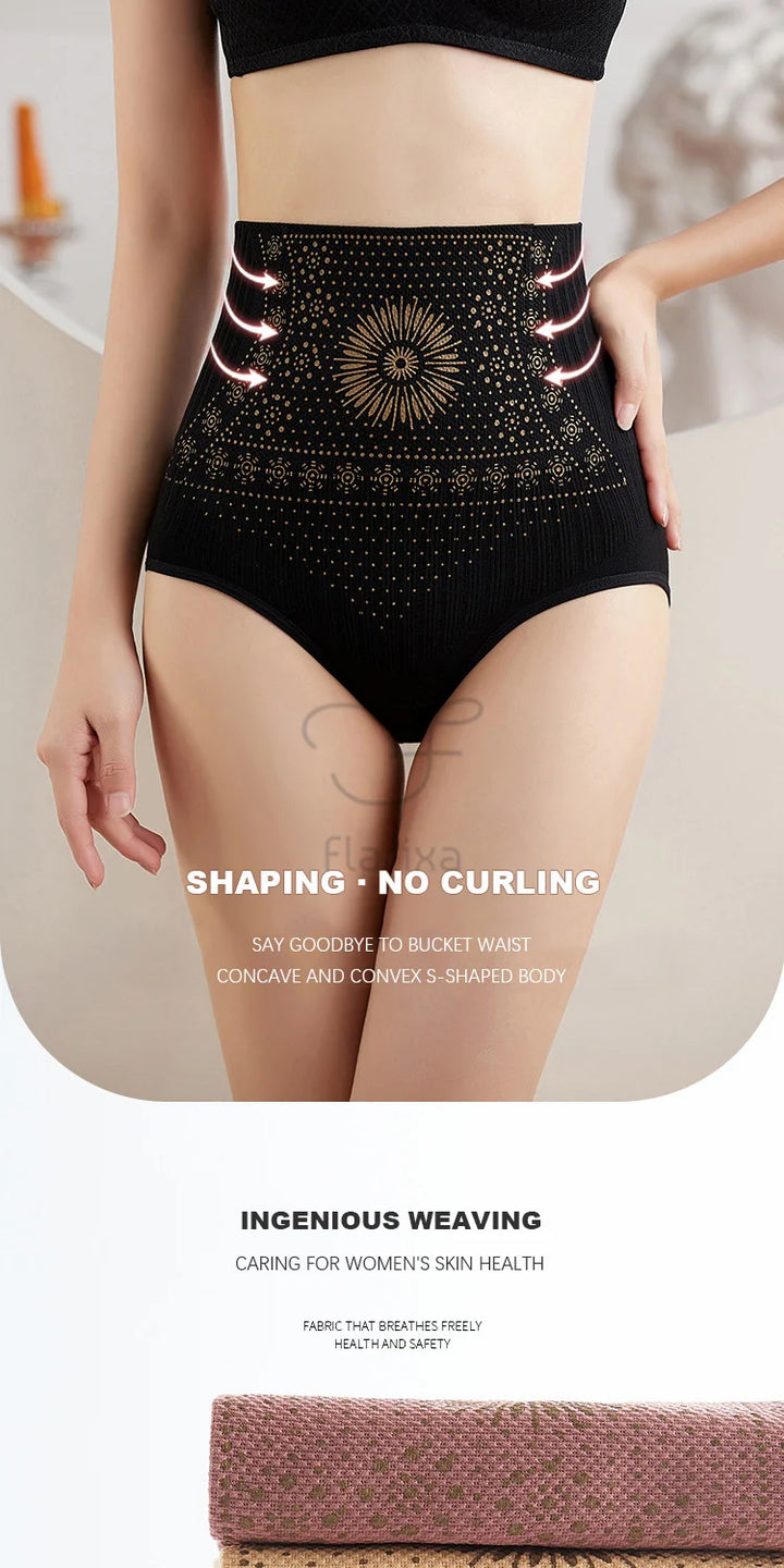 Flarixa High Waist Seamless Shaping Briefs Slimming Panties Women Faja Postpartum Abdominal Pants Body Shaper Underwear Slimmer