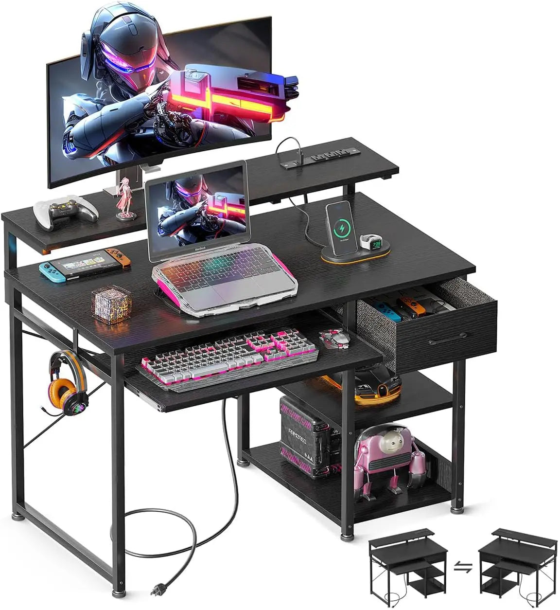 Office Computer Desk with Keyboard Tray