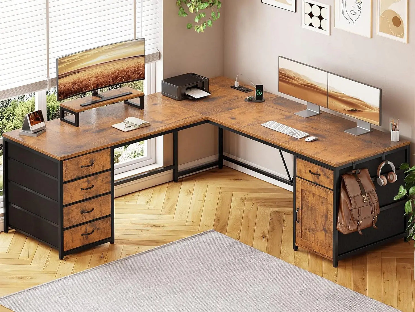 63 Inch L Shaped Office Desk
